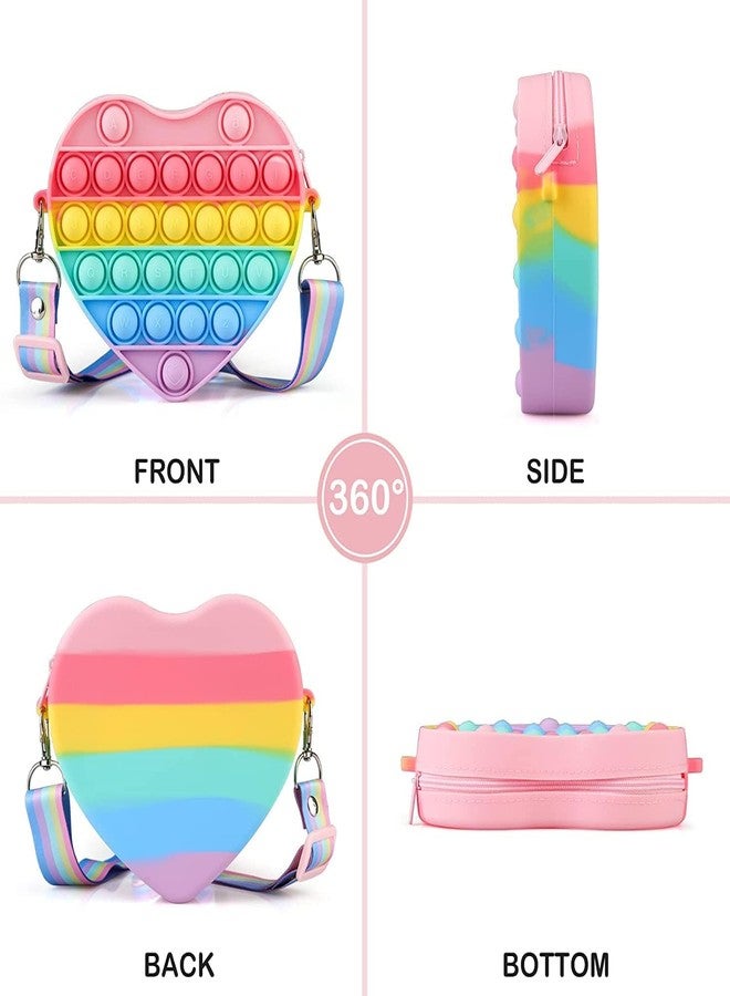 Mahi Enterprise Heart Pop Shoulder Bag Fidget Purse for Girls, Push Bubble Crossbody Toy Bag for Stress Relief Play - Image 3